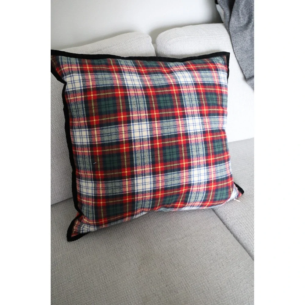 Lauren Ralph Lauren Plaid Throw Pillow Red‎ Green Blue Cotton Tartan Square